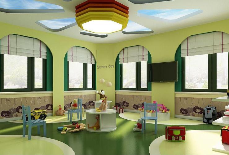 混搭幼儿园教室吊顶环境布置装修效果图
