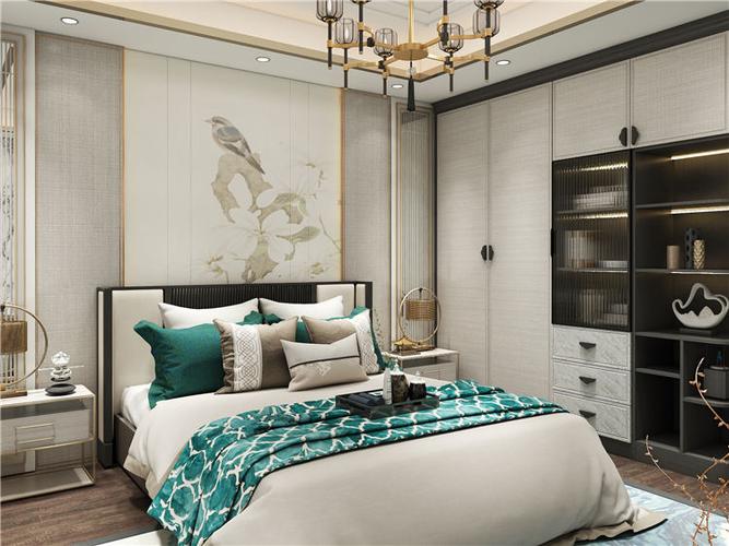 诗音格系列卧室衣柜设计效果图德维尔新中式风格诗单格系列卧室