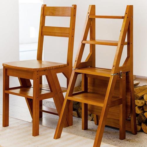 火热促销卡铁尔实木梯椅家用梯子椅子折叠两用梯凳室内多功能四