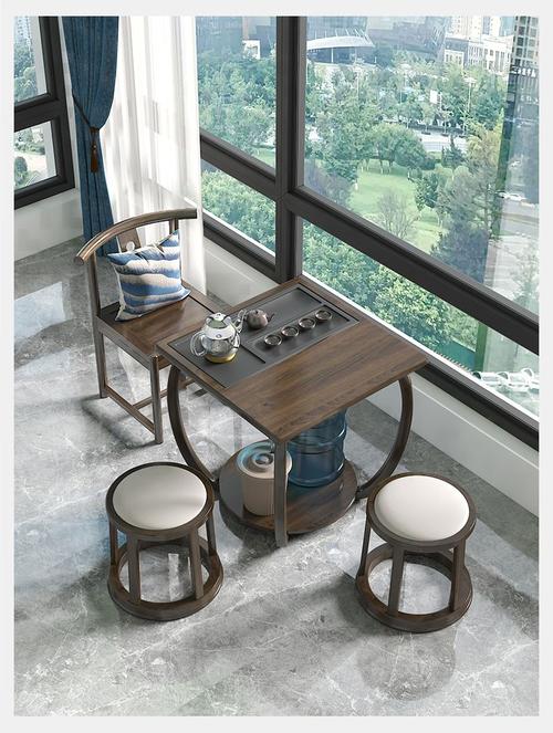 2022中式禅意茶桌阳台椅组合实木家用小茶台简约现套餐3一桌两凳整装