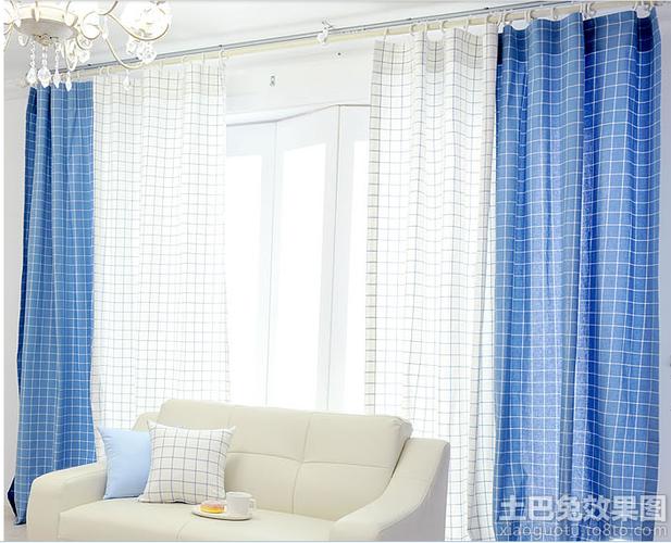 客厅蓝色窗帘图片设计图片赏析