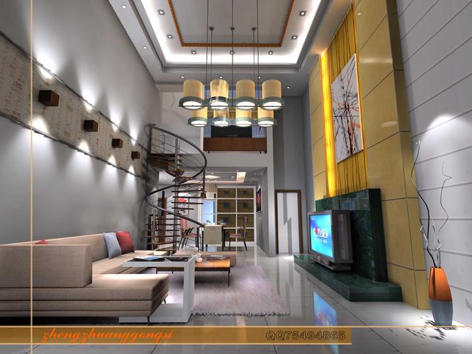 七米五高的楼顶家庭客厅设计作品沈阳装修效果图装饰互联www.