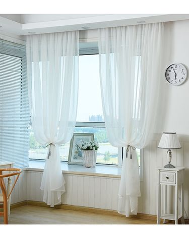 华欣白色窗纱客厅阳台飘窗半遮光环保窗纱现代简约成品窗帘窗纱