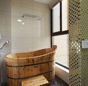 间木桶浴缸装修装饰设计效果图片