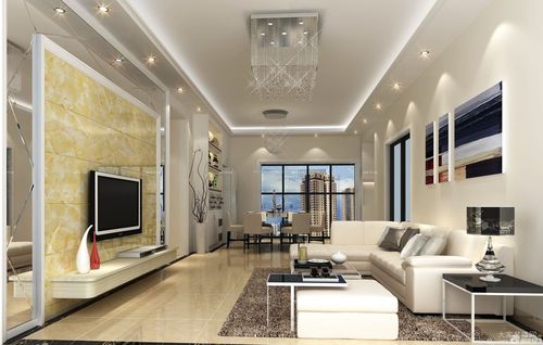 现代欧式90平小三居客厅装潢设计装修效果图
