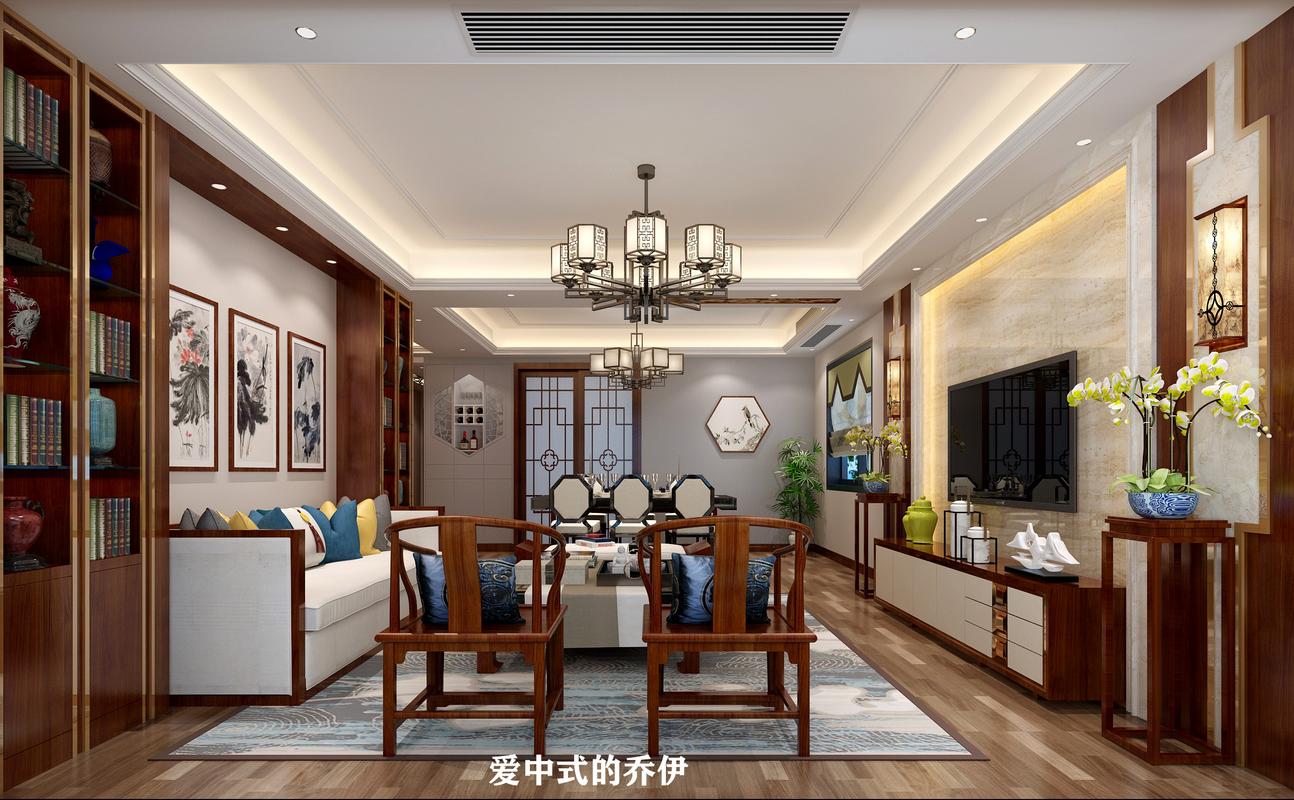 新中式风格三居客厅装修效果图