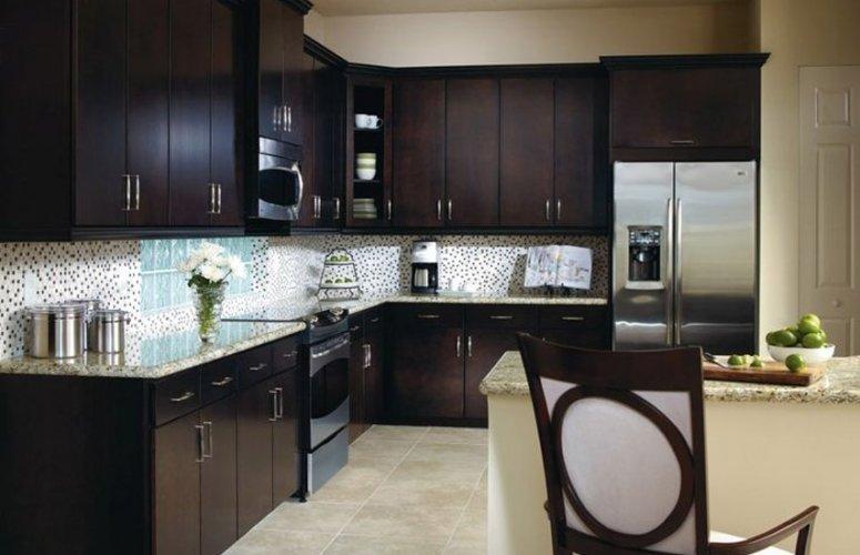 新中式风格厨房定制深色橱柜装修效果图实木橱柜图片