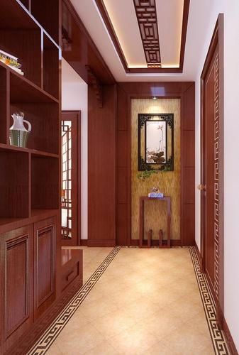 中式风格二居室玄关鞋柜装修效果图