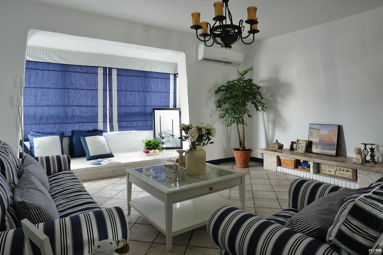 两居室地中海风格装修效果图客厅沙发飘窗