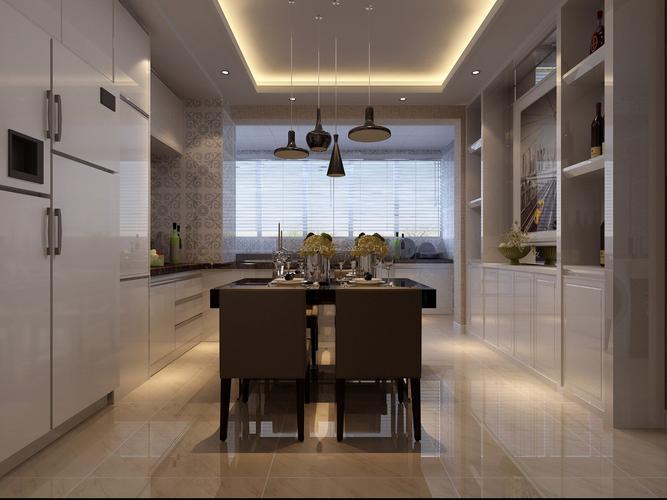 2018现代风格厨房餐厅一体设计效果图片装修123效果图