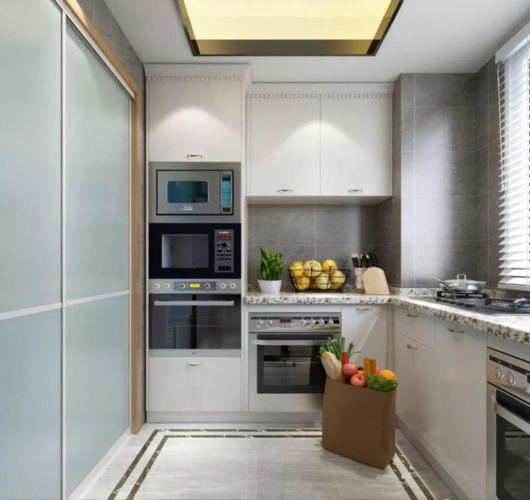 如果厨房空间够用定做一个高柜吧让你家厨房好用又高大上