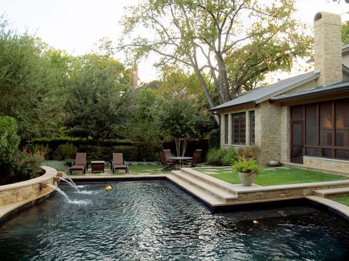 新古典别墅精致泳池家庭庭院装修效果图