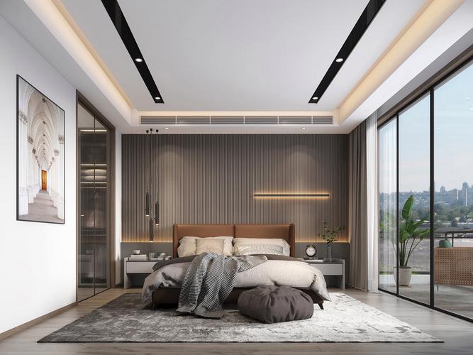400平米现代简约风别墅卧室装修效果图吊顶创意设计图