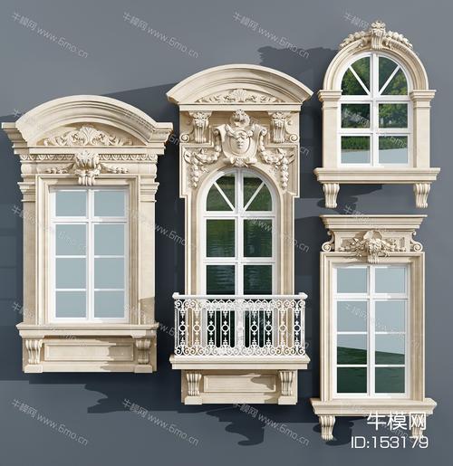 欧式法式古典雕花窗户3d模型下载