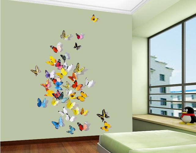 蝴蝶客厅电视背景3d立体墙贴卧室墙上装饰品温馨墙饰墙壁贴纸创意