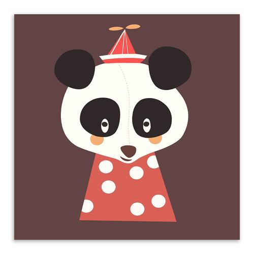 轻艺术可爱动物彩绘动物肖像海报画芯现代北欧可爱儿童房装饰画熊猫