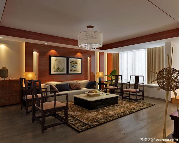 中式古典四居室客厅茶几装修图片