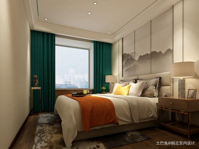 新中式卧室窗帘中式现代卧室设计图片赏析