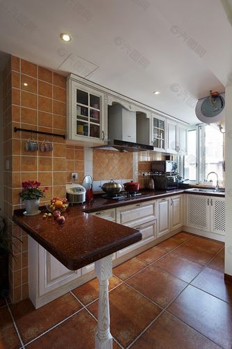 小户型欧式经典厨房瓷砖吊柜装修效果图