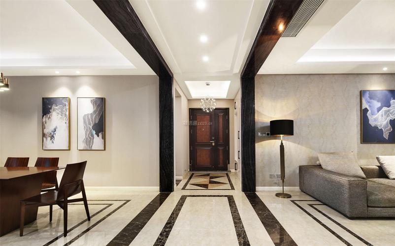 130平方现代风格走廊地板砖造型效果图