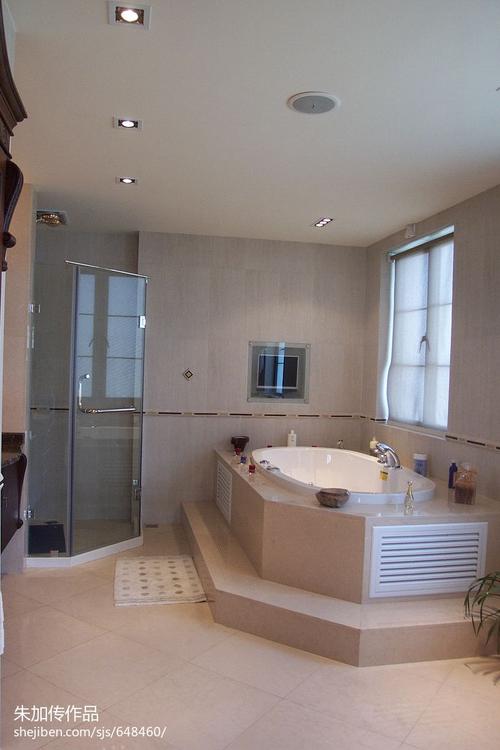 欧式卫浴瓷砖淋浴房浴缸装修设计效果图
