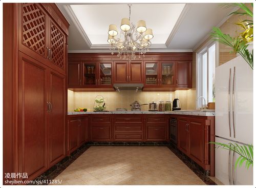 混搭中式风格厨房橱柜样板效果图