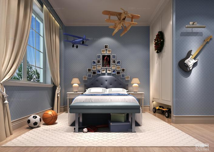 欧式男孩房卧室空间3d模型