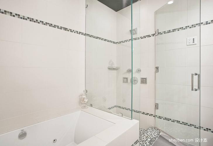 2017现代风格别墅豪宅主卫生间带浴缸淋浴房装修效果图欣赏