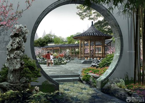 新中式风格庭院绿化设计效果图大全