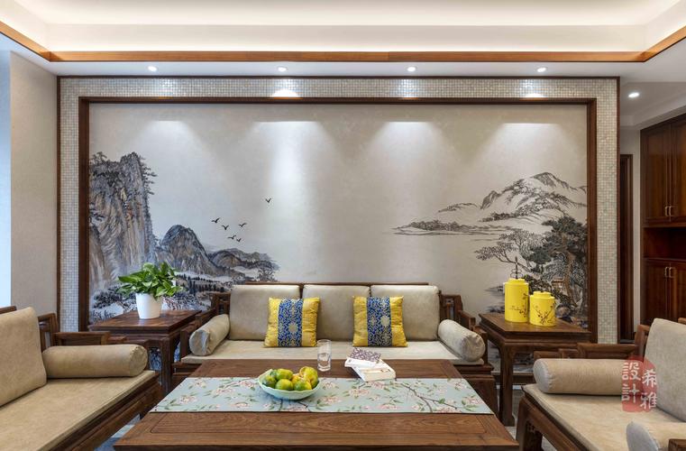 140中式风格沙发背景墙装修效果图