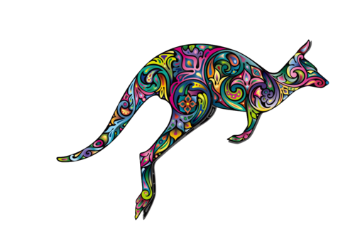 动物彩绘彩绘动物袋鼠png素材