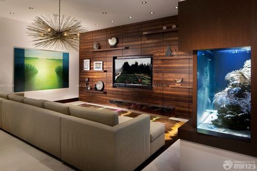 美式样板房客厅电视木质背景墙装修效果图