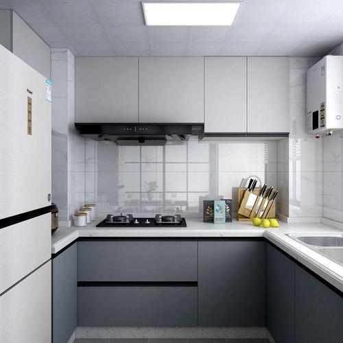 厨房白色的操作台以便于擦洗瓷砖颜色也选用亮色白色类台面高度应