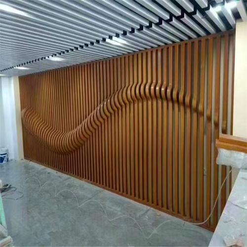 木纹弧形造型铝方通波浪弧形铝方通背景墙