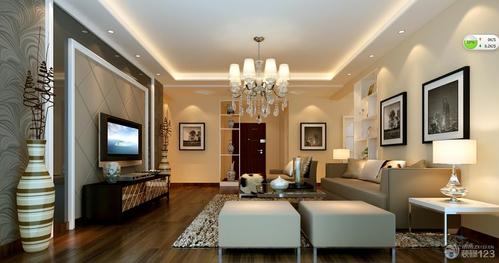 欧式室内装潢长方形客厅深褐色木地板装修图