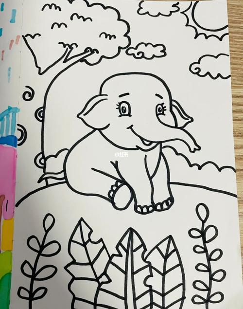 简单好看动物儿童画大象