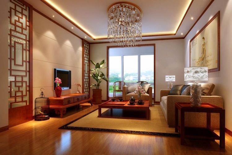 中国乡村风格客厅木地板装修装信通网效果图