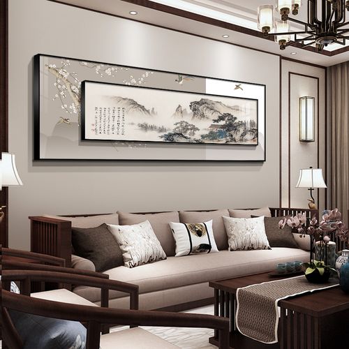 新中式客厅装饰画沙发背景墙大气壁画背有靠山中国风字画山水挂画