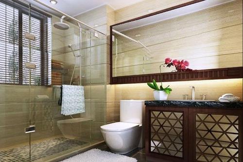 卫生间淋浴房现代简约风格洗手间隔断装修效果图现代简约风格座便器