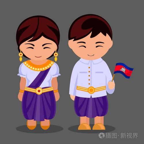 柬埔寨人穿着民族服饰