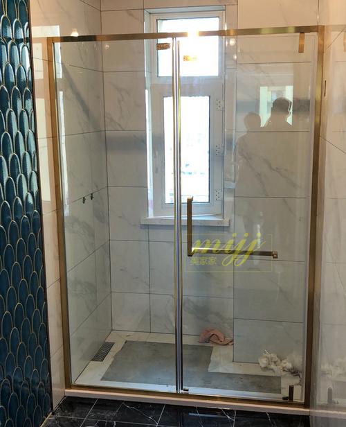 小米mi生态米家通用轻奢金色拉丝淋浴房t字型卫生间干湿浴室玻璃隔断l