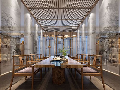 原木色禅意中式风格茶室设计效果图欣赏