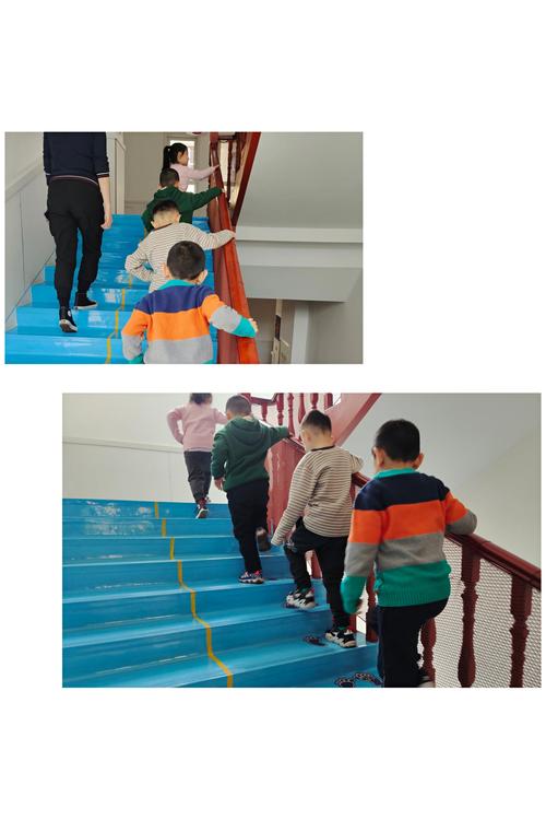 孩子们需要来回走楼梯为了加强防范在开学第一课开展了上下楼梯安全