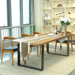 复古loft餐桌实木办公桌长方形客厅饭桌现代简约吃饭桌子铁艺桌椅