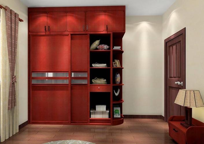 美式风格卧室褐红色衣柜装修图