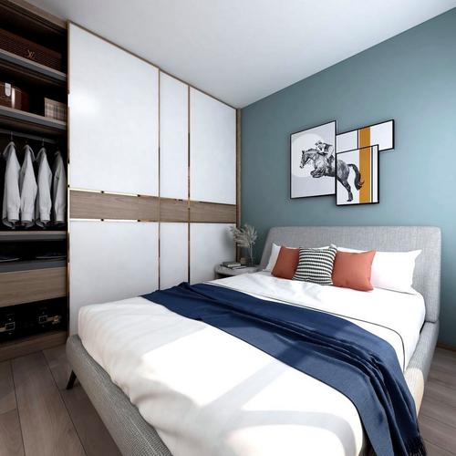 80平米现代简约风三室卧室装修效果图背景墙创意设计图