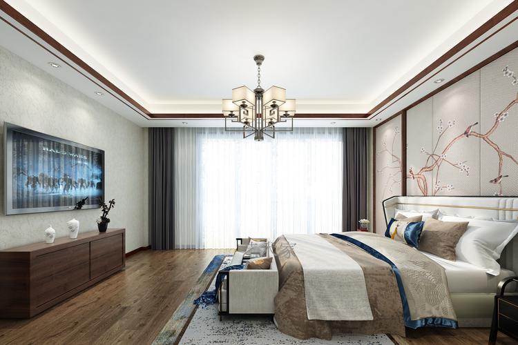 新中式风格别墅卧室装修效果图