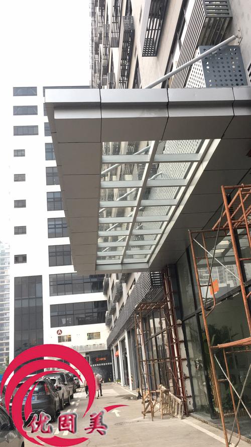 深圳铝塑板钢结构门头雨棚铝包板雨棚定做