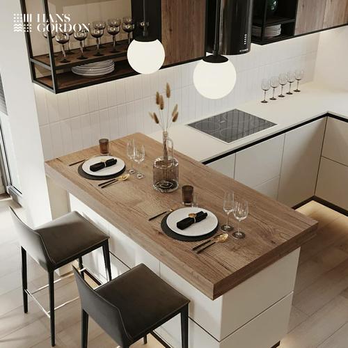 汉斯高登整体橱柜定制石英石台面台面现代简约开放式厨房整体厨柜