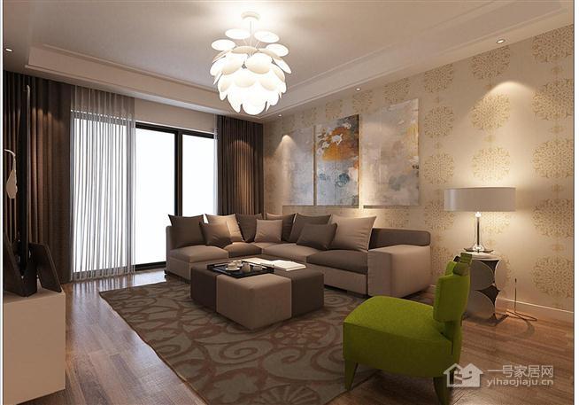 现代简约客厅侧面沙发背景墙清新装修效果图